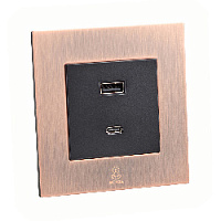 Дизайнерская розетка USB A + USB C Aura Медь браш, BACUSBTC Bonze