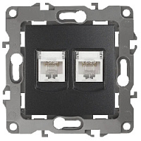 Дизайнерская розетка интернет 2хRJ-45, антрацит, Б0014733 Эра, серия 12