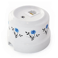 Ретро розетка компьютерная RJ-45 cat.6, белый с узором васильки, 32118 Lindas