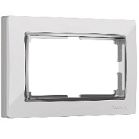 Дизайнерская рамка для двойной розетки, белый / хром, поликарбонат, W0081901 Werkel