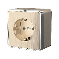 Дизайнерская розетка с заземлением и шторками, шампань рифленый, W5071110 Werkel, серия Gallant