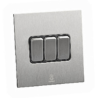 Дизайнерский выключатель Aura Никель браш, BAN3KB Bonze трехклавишный