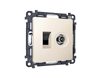 Комплект механизма розетки компьютерной + TV оконечной RJ-45 с автоматической защитной шторкой , бежевый матовый, MA332510 Ambrella Volt