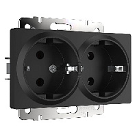 Дизайнерская двойная розетка с заземлением, черный матовый, W1172008 Werkel