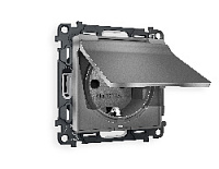 Комплект механизма электрической розетки с/з c шторками и крышкой, антрацит серый, MA658010 Ambrella Volt