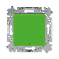 Дизайнерский выключатель кнопочный с подсветкой, зеленый / дымчатый черный, 2CHH599147A6067, ABB, одноклавишный, серия Levit