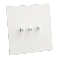 Дизайнерский выключатель Aura Белый лед, BAW3KTC Bonze трехклавишный проходной