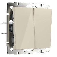 Дизайнерский выключатель, слоновая кость глянцевый, W1122003 Werkel, двухклавишный проходной