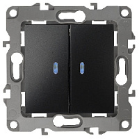 Дизайнерский выключатель с подсветкой, антрацит, Б0014661 Эра, двухклавишный, серия 12