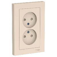 Дизайнерская двойная розетка без заземления, со шторками, бежевый, ATN000222 Schneider Electric, серия Atlas Design