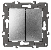 Дизайнерский выключатель, алюминий, Б0034232 Эра, двухклавишный, серия Elegance