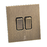 Дизайнерский выключатель Aura Бронза браш, BABR2KB Bonze двухклавишный