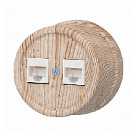 Розетка RJ45 компьютерная двойная, карельская сосна, B1-302-13 BIRONI