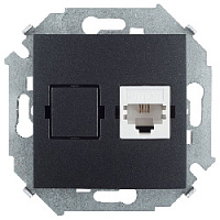 Дизайнерская розетка телефонная RJ-11, графит, 1591480-038 Simon, серия 15