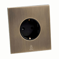 Дизайнерская розетка с/з и шторками электрическая Aura Бронза браш, BABR1SS Bonze