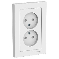 Дизайнерская двойная розетка без заземления, со шторками, белый, ATN000122 Schneider Electric, серия Atlas Design