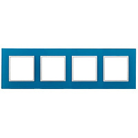 Дизайнерская рамка 4 местная, голубой, Б0034536 Эра, серия Elegance