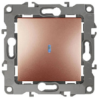 Дизайнерский выключатель с подсветкой, медь, Б0019282 Эра, одноклавишный, серия 12