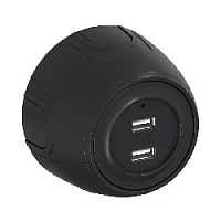 Дизайнерская розетка USB двойная, с подсветкой, 7700900, черный, OneKeyElectro, серия Rotondo