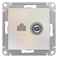 Дизайнерская розетка TV + RJ-45 кат. 5e, жемчуг, ATN000489 Schneider Electric, серия Atlas Design