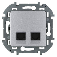 Дизайнерская розетка компьютерная RJ-45 кат. 6, двойная, алюминий, 673842 Legrand, серия Inspiria