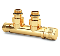 Дизайнерский клапан угловой для радиаторов для 2-х трубной системы отопления, справа, ручная регулировка, Tondera 1/2" золото 0681-1500D0E0 S.R.Rubinetterie