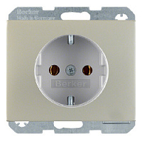 Дизайнерская розетка с заземлением и шторками, нержавеющая сталь, матовый лак, 47357004 Berker, серия K.5