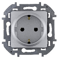 Дизайнерская розетка с заземлением, алюминий, 673722 Legrand, серия Inspiria