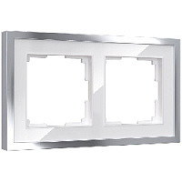 Дизайнерская рамка 2 местная, белый / серебро, акрил, цинковый сплав, W0022850 Werkel