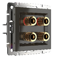 Дизайнерская розетка акустическая, серо-коричневый глянцевый, WL07-AUDIOx4 Werkel