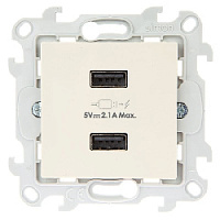 Дизайнерская розетка 2хUSB, слоновая кость, 2411096-031 Simon, серия 24 Harmonie