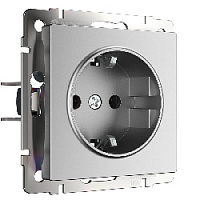 Дизайнерская розетка с заземлением, серебряный матовый, W1171065 Werkel