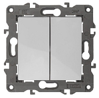 Дизайнерский выключатель, белый, Б0034243 Эра, двухклавишный проходной, серия Elegance