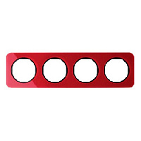 Дизайнерская рамка 4 местная, красный/черный, 10142344 Berker, серия R.1