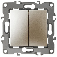 Дизайнерский выключатель, шампань, Б0014666 Эра, двухклавишный проходной, серия 12