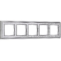 Дизайнерская рамка 5 местная, хром / белый, алюминий, акрил, W0051431 Werkel