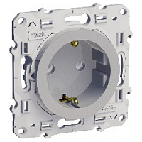 Дизайнерская розетка с заземлением, шторками и винт. клеммами, алюминий, S53R037 Schneider Electric, серия Odace
