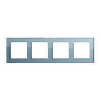 Дизайнерская рамка 4 местная, серо-голубое стекло, AC584GLBLGR Jung, серия A Creation