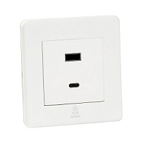 Дизайнерская розетка USB A + USB C Mira Белый лед, BMWUSBTC Bonze