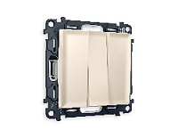 Комплект механизма 3-кл выключателя, бежевый матовый, MA325010 Ambrella Volt, трехклавишный