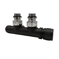 Дизайнерский клапан угловой для радиаторов для 2-х трубной системы отопления, справа, ручная регулировка, Tondera 1/2" черный матовый 0681-1500VCES S.R.Rubinetterie