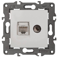 Дизайнерская розетка RJ-45  + TV, белый, Б0034314 Эра, серия Elegance