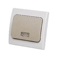 Дизайнерский выключатель IP54 с подсветкой, белый/серый, SQ1803-0105 TDM ELECTRIC, одноклавишный, серия Вуокса