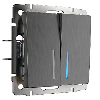 Дизайнерский выключатель с подсветкой, графит рифленый, W1122104 Werkel, двухклавишный проходной
