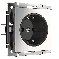 Дизайнерская розетка с заземлением, глянцевый никель, W1171002 Werkel