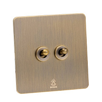 Дизайнерский выключатель Vega Бронза браш, BVBR2KTA Bonze двухклавишный проходной