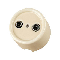 Розетка TV+R проходная, слоновая кость, SQ1820-0356 TDM ELECTRIC, серия Болонь