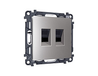 Комплект механизма компьютерной двойной розетки RJ-45 с автоматической защитной шторкой, сталь, MA512110 Ambrella Volt