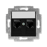 Дизайнерская розетка компьютерная 2хRJ-45 кат. 6, антрацит, 2CHH296118A6063 ABB, серия Levit