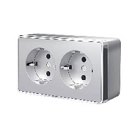 Дизайнерская розетка двойная с заземлением, серебро, W5072106 Werkel, серия Gallant